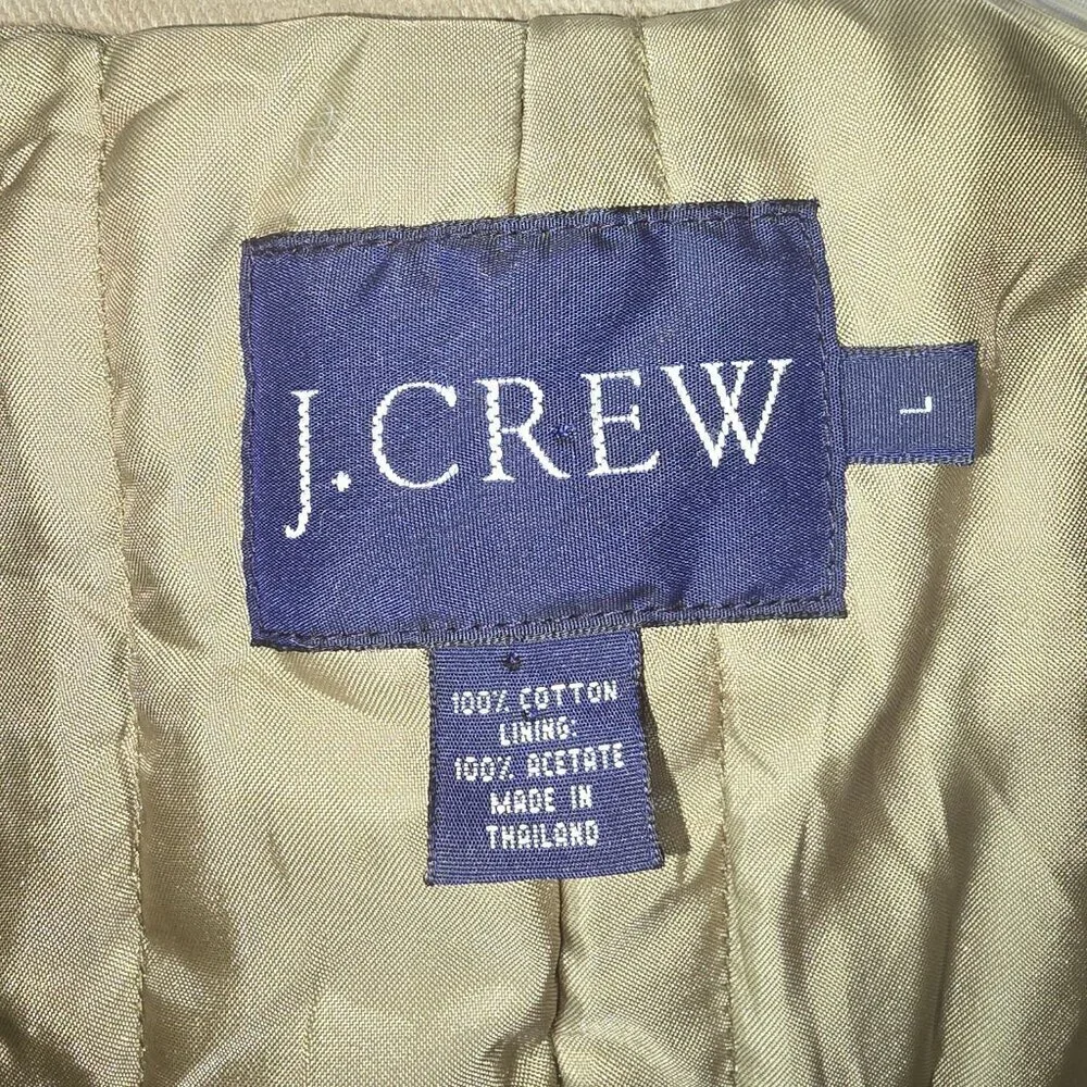 J CREW BARN COAT SIZE LARGE KHAKI GREEN LINED BUTTON-UP WINTER WARM EUC MENS